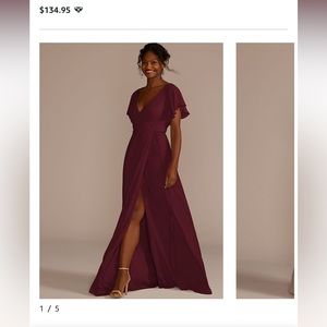 David’s Bridal Bridesmaids Dress (Wine) Wrap Style